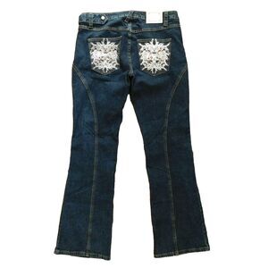 Virgin Only Stretch Blue Jeans Flare, Dragonfly Embroidered women's Jrs 13 NWT